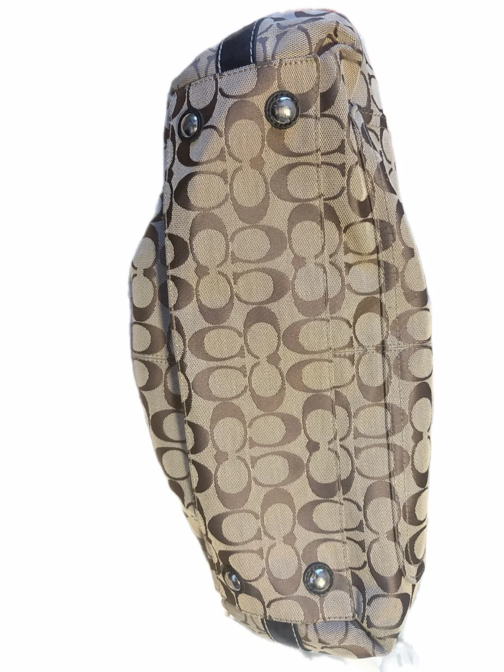 Coach Signature Penelope Canvas Tote in Khaki and Brown